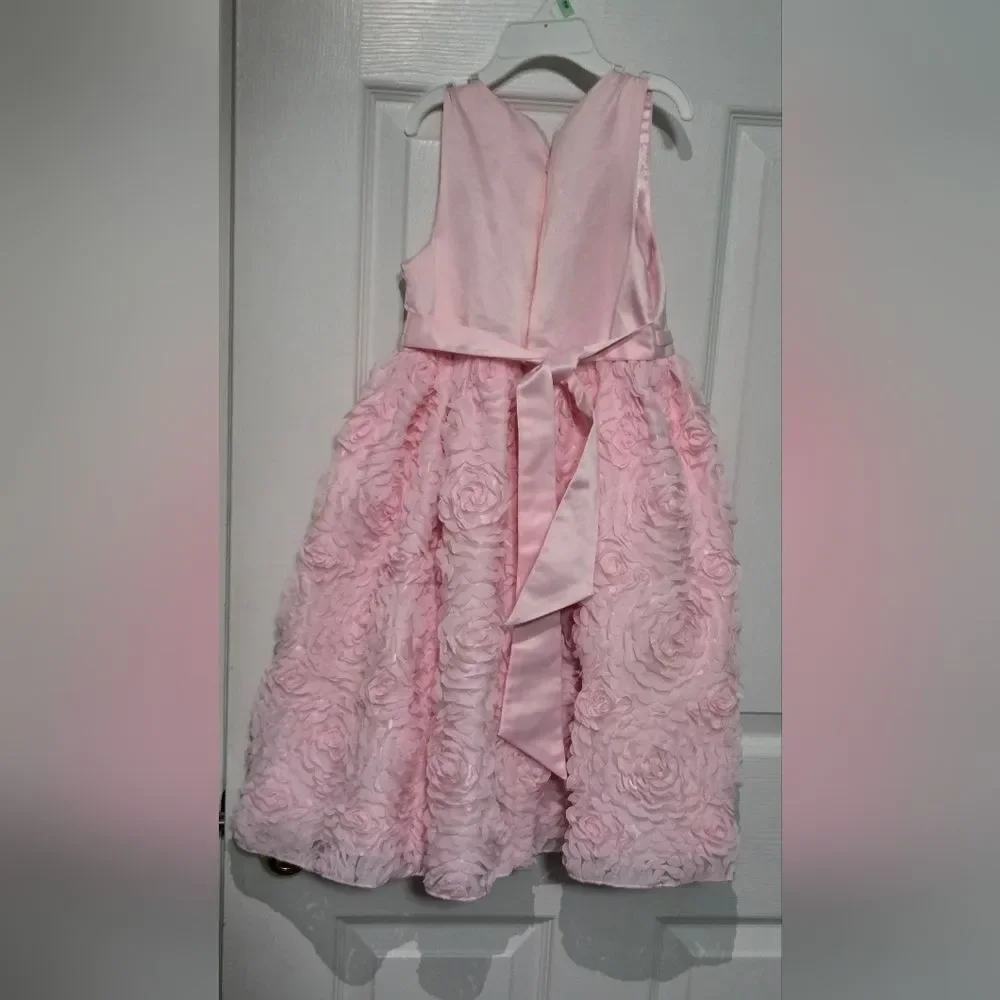 American Princess 6 Pink Slvless Girl's Floral Lace Tulle Elegant Pink  Dress